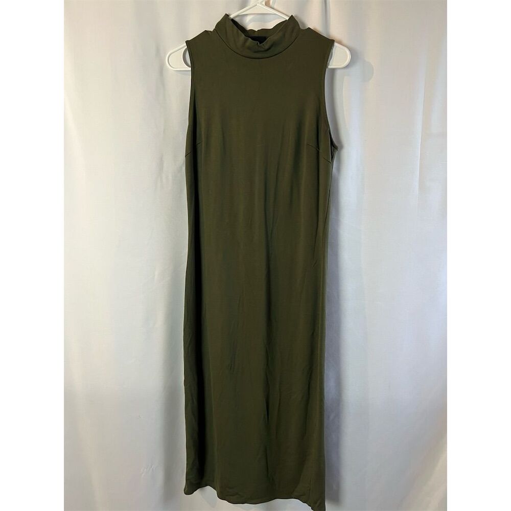 Who What Wear Women's Mock Neck Sleeveless Green Midi Dress Standard Size M